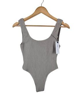 NEW Tan + Lines By Sivan Ayla Ribbed High-Cut One-Piece Swimsuit Taupe Medium